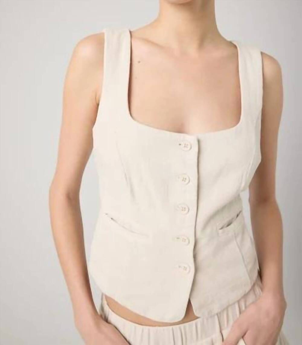 NEW BLANKNYC square neck button down vest in oyster bar